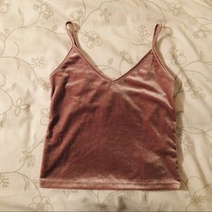 Pink velvet cropped cami